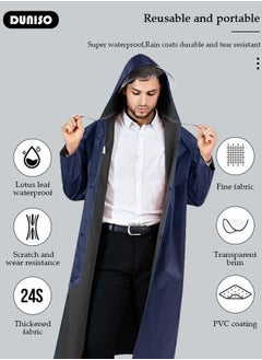 DUNISO Reusable Rain Coat for Adult, Oxford Cloth Waterproof Rain Weat, Lightweight Comfortable Raincoat for Outdoor Camping Fishing, Portable Rain Ponchos for With Hood and Drawstring  - Image 3