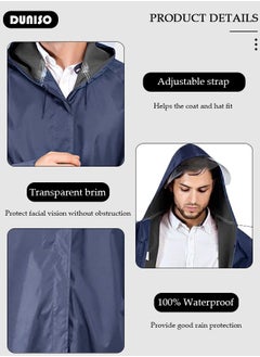 DUNISO Reusable Rain Coat for Adult, Oxford Cloth Waterproof Rain Weat, Lightweight Comfortable Raincoat for Outdoor Camping Fishing, Portable Rain Ponchos for With Hood and Drawstring  - Image 2