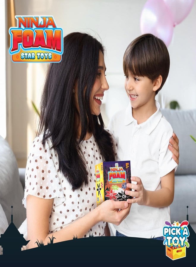 بيك ايه توي اختر لعبة ألعاب النينجا للأولاد والبنات هدايا الحفلات لوازم نجوم رمي صغيرة من الرغوة - ناعمة وآمنة لحفلات أعياد الميلاد وحشو بيض عيد الفصح، 4 بوصات (24 قطعة، أزرق، أحمر، أسود، أخضر) - Image 5