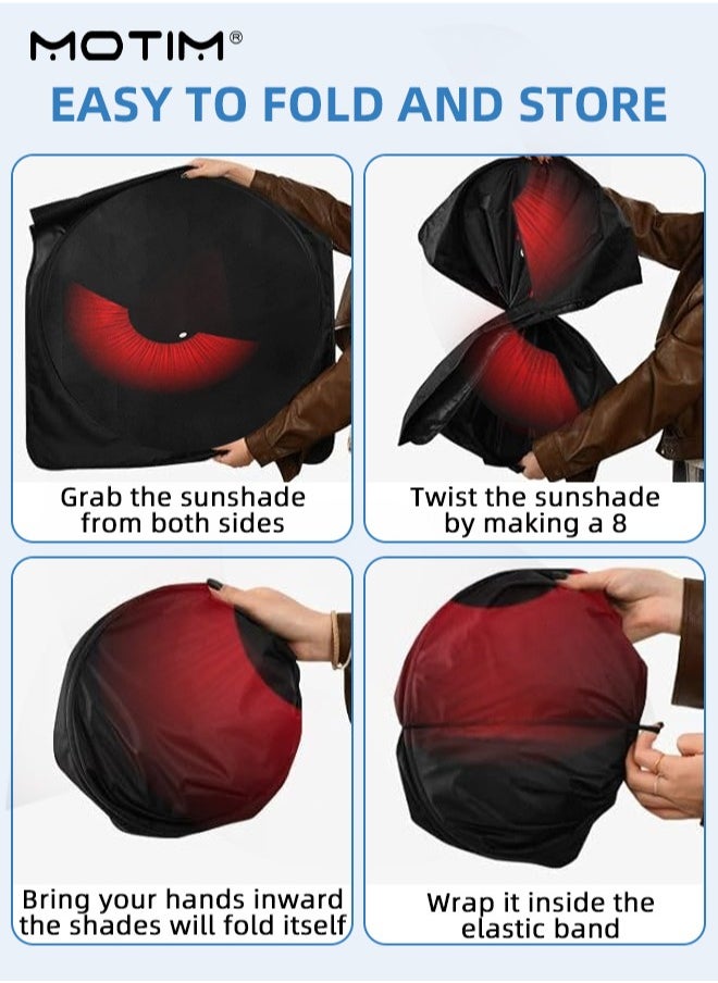 Motim Car Windshield Sun Shade 59*27.6 CM, Car Sun Shade Funny Evil Eyes Car Sun Visor for Car Windshield, Wear-Resistant Black Tape, Foldable  - Image 5