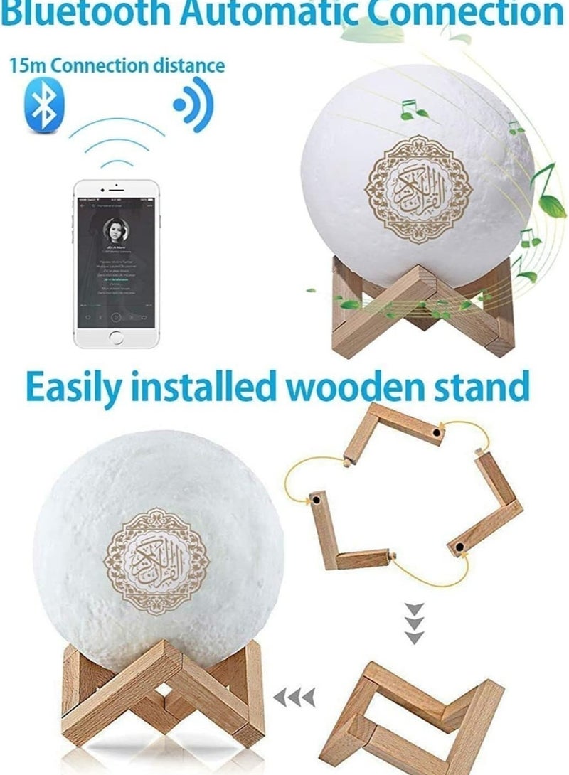 Houmt Moon Lamp with Quran Speaker Portable Islamic 3D Moon Light Quran Speaker with Stand Multi Colors LED Night Light Remote Control Bluetooth Quran Speaker - Image 2