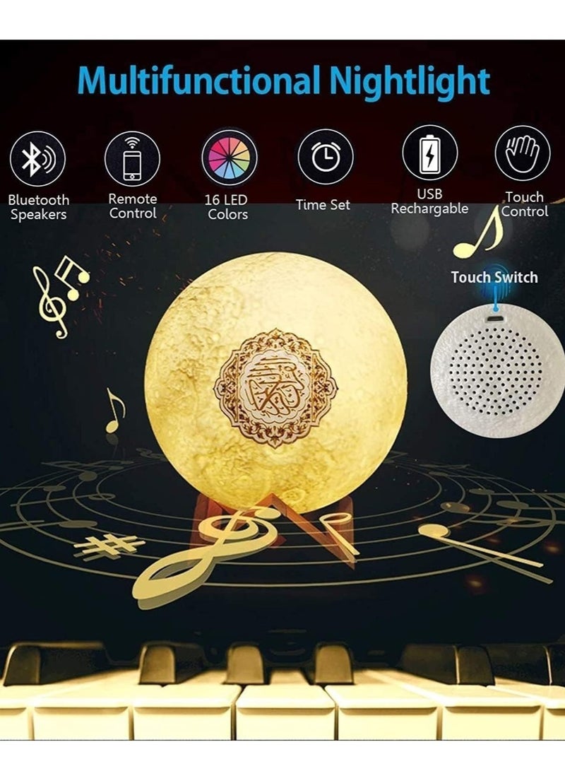 Houmt Moon Lamp with Quran Speaker Portable Islamic 3D Moon Light Quran Speaker with Stand Multi Colors LED Night Light Remote Control Bluetooth Quran Speaker - Image 4