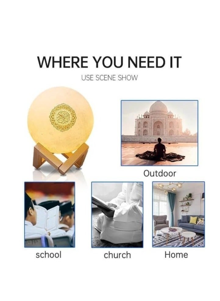 Houmt Moon Lamp with Quran Speaker Portable Islamic 3D Moon Light Quran Speaker with Stand Multi Colors LED Night Light Remote Control Bluetooth Quran Speaker - Image 5