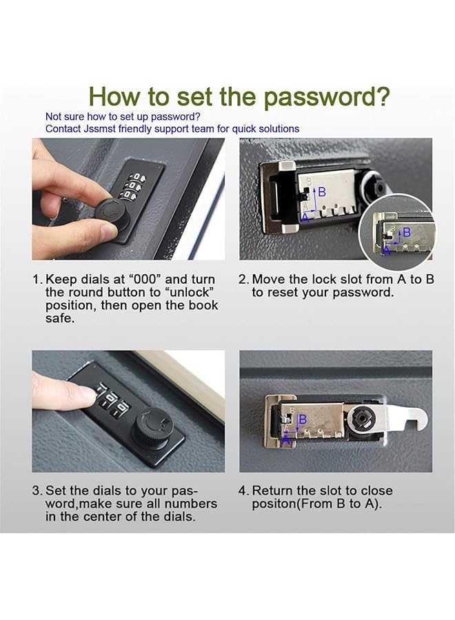 erorex Secret Book Safe With Combination Lock Dictionary Diversion Hidden Book Portable Safe Box For Storing Money Jewelry And Passport  - Image 3