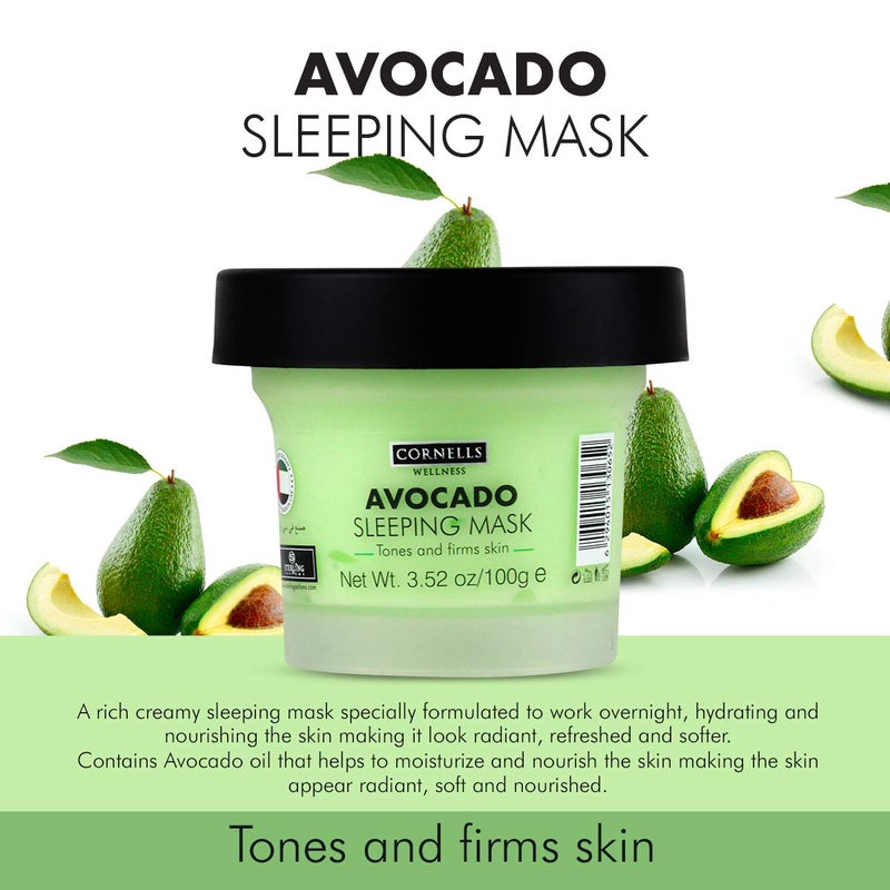 Cornells Wellness, Moisturize & Nourish, Avocado Sleeping Mask 100G, For Unisex - Image 3