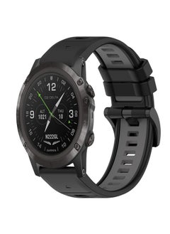 Replacement Strap For Garmin D2 Delta PX 26mm Sports Two-Color Silicone Watch Band Black+Grey