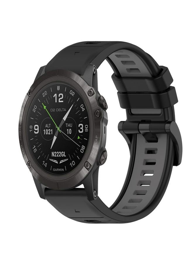 Generic - Replacement Strap For Garmin D2 Delta PX 26mm Sports Two-Color Silicone Watch Band Black+Grey - Image 1