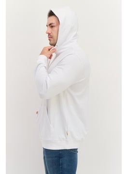 Gazzarrini Men Hooded Brand Logo Long Sleeves Sweatshirt, White  - Image 2