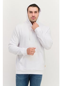 Gazzarrini Men Hooded Brand Logo Long Sleeves Sweatshirt, White  - Image 1