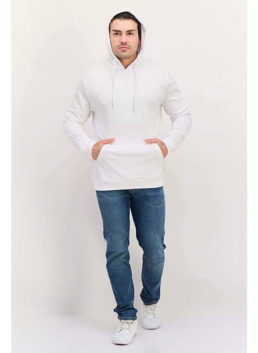 Gazzarrini Men Hooded Brand Logo Long Sleeves Sweatshirt, White  - Image 3