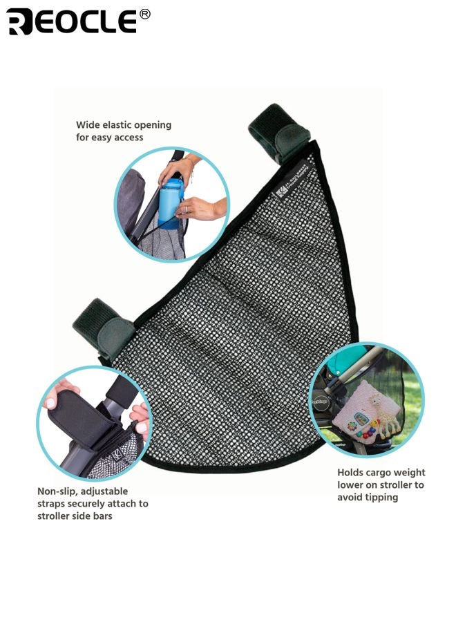 REOCLE Baby's Stroller Cargo Net with Mesh Bag Design and Adjustable Straps Universal Organizer Attachment with Non-Slip Feature for Baby Accessories Storage - Image 2