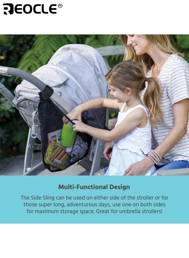 REOCLE Baby's Stroller Cargo Net with Mesh Bag Design and Adjustable Straps Universal Organizer Attachment with Non-Slip Feature for Baby Accessories Storage - Image 3