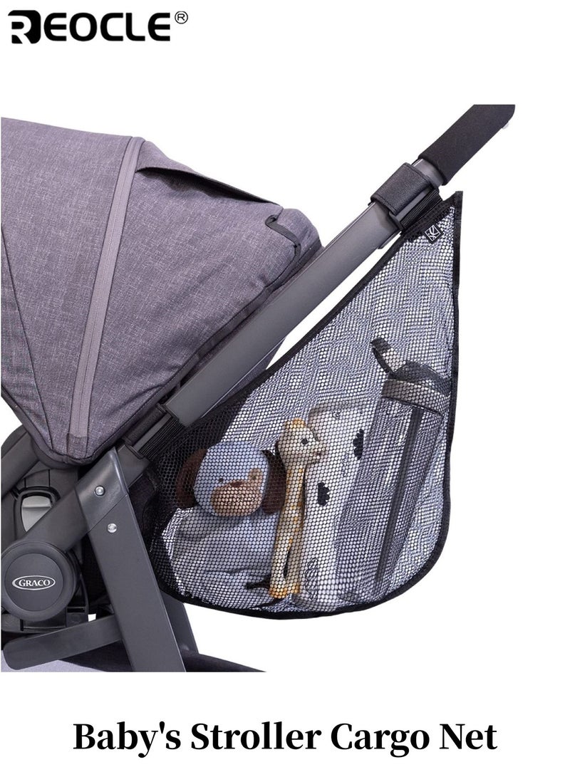 REOCLE Baby's Stroller Cargo Net with Mesh Bag Design and Adjustable Straps Universal Organizer Attachment with Non-Slip Feature for Baby Accessories Storage - Image 1