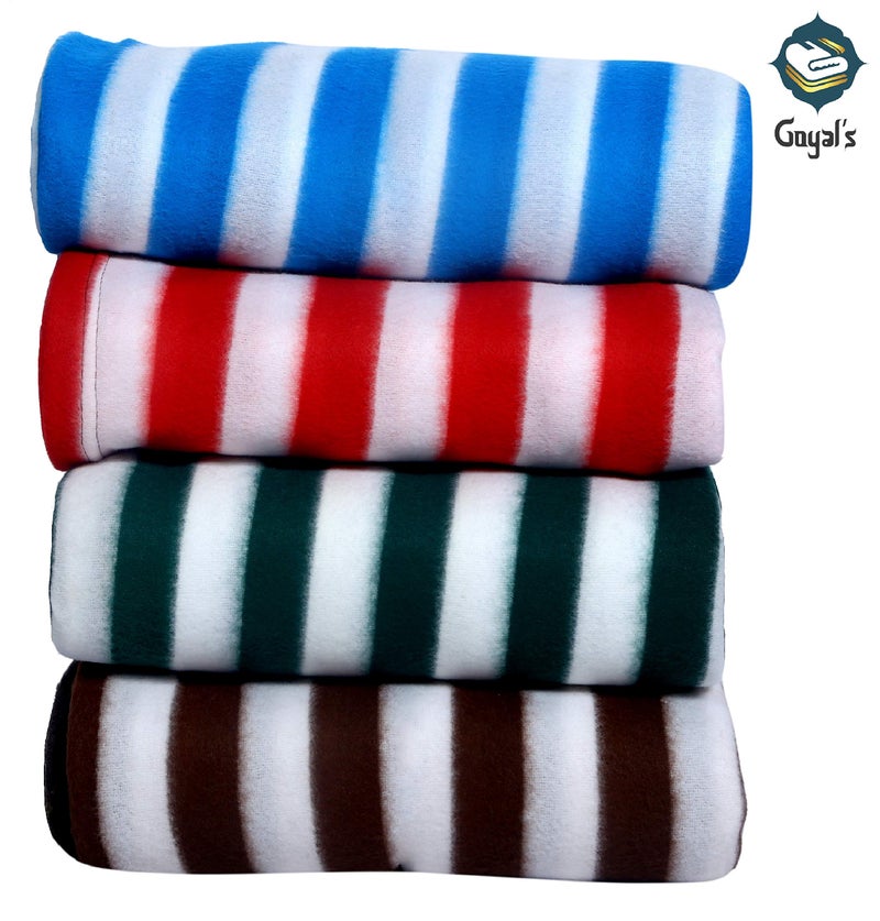 Goyal's ® Fleece 250 TC Single Bed Blanket- Set of 4 (Multicolor Stripes) - Image 2
