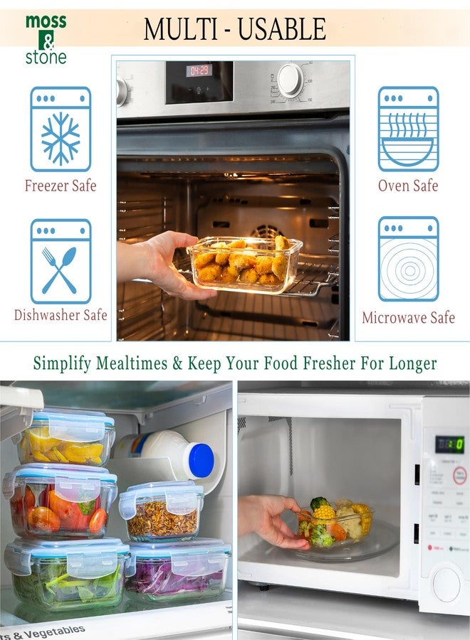 Moss & Stone 10-Piece Kitchen Glass Food Storage Containers Set with Lids, Clear Leak-Proof, BPA-Free Airtight Meal Prep Glass Containers - Oven, Freezer, Microwave & Dishwasher Safe - Image 3