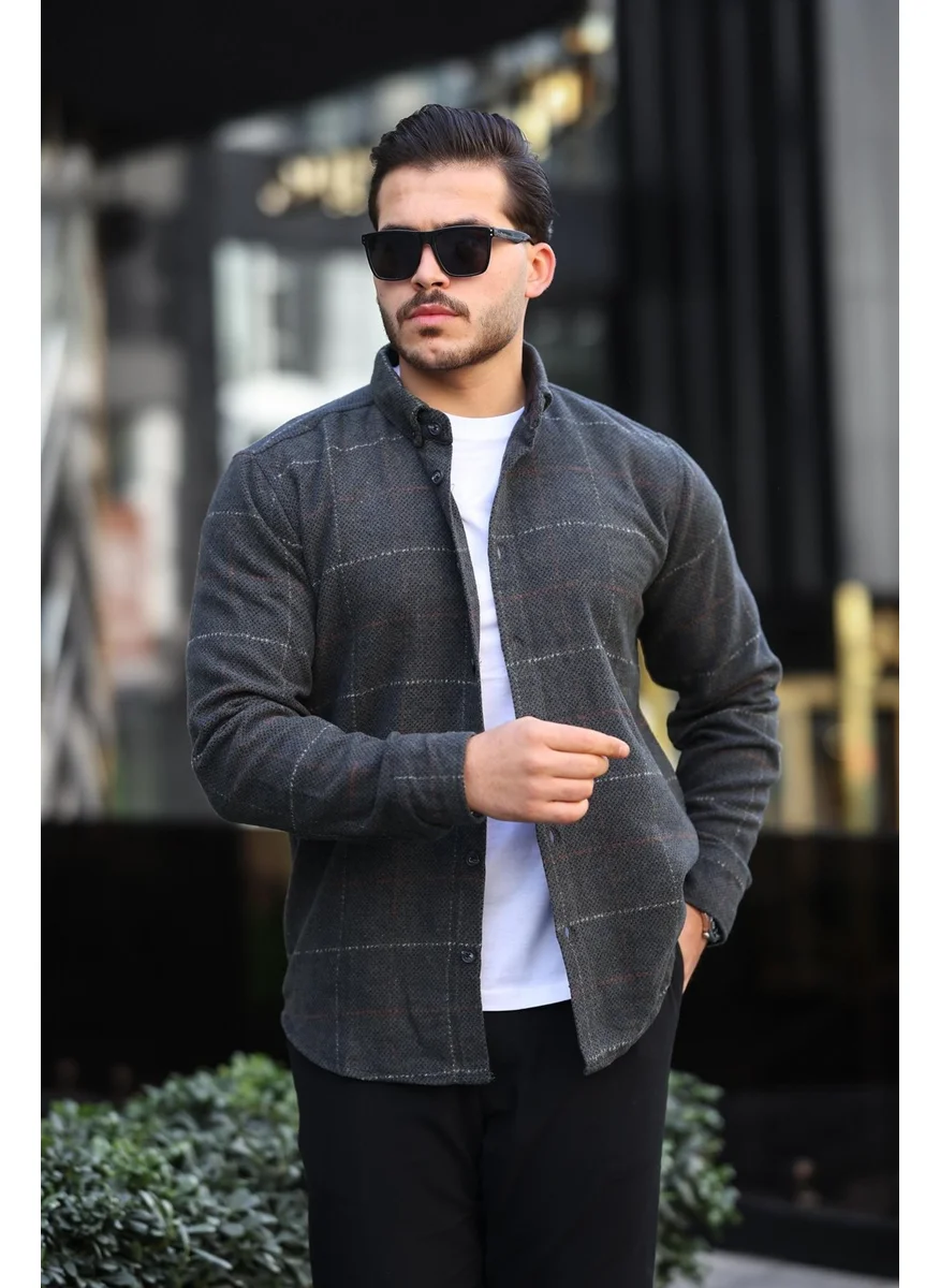 Miron Khaki Patterned Regular Fit Lumberjack Shirt - 2451