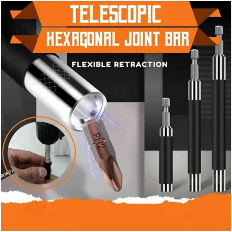 ويوبلز قضيب وصلة سداسي تلسكوبي، قضيب تمديد لولبي للمثقاب الكهربائي 1/4 بوصة، مجموعة تمديد لقمة المثقاب 3/5/6 بوصة، قضيب تمديد لولبي للمثقاب الكهربائي بساق 1/4 بوصة، حامل لقمة مغناطيسي. (3 قطع) - Image 1