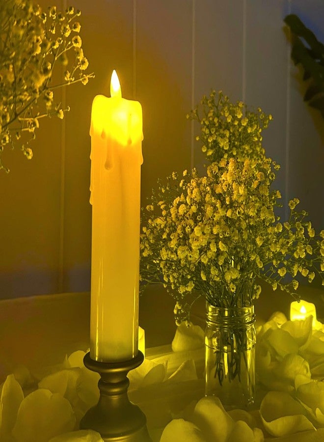 The Decor Cycle 2 Pcs LED Pillar Candle with Rustic Stand| Romantic Love Gift for Him/Her | Candle Light for Couple Decor, Home Decor, Candlelight Dinner, Bedroom, Janmashtami - Image 3