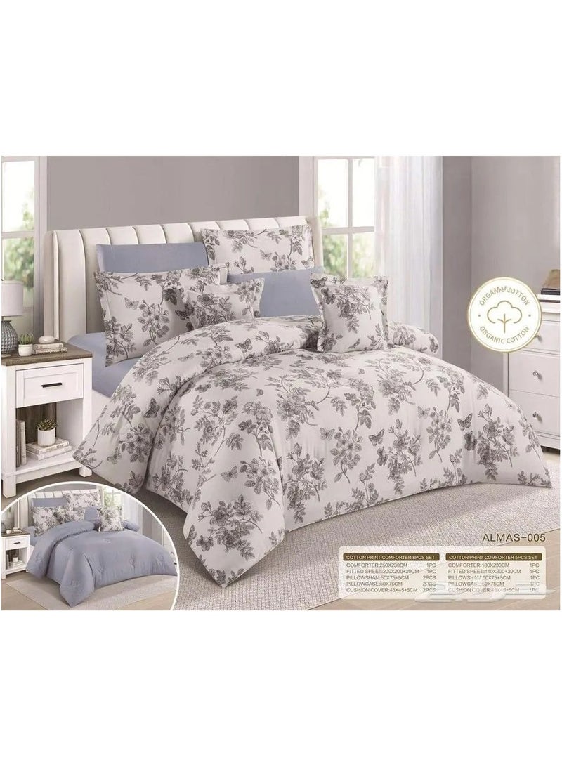 ليفور مفرش نفرين صيفي قطن %100فخم حشوه ممتازه ثابته مكون من 8قطع / king size230*250 - Image 1