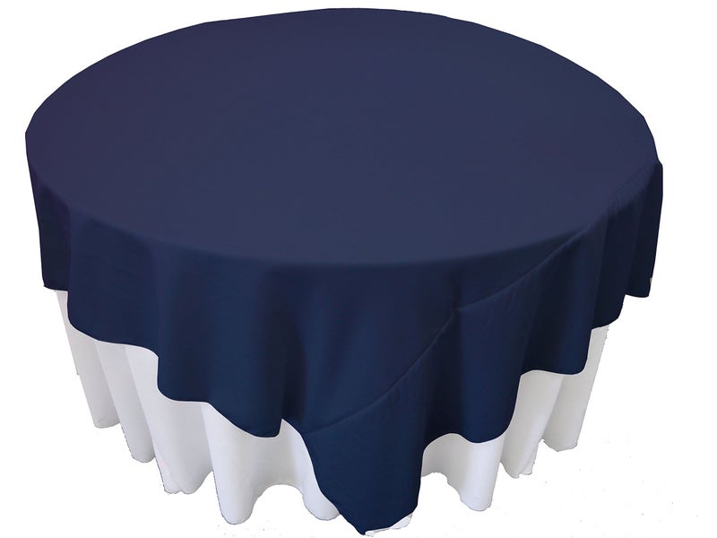 La Linen Polyester Poplin Washable Square Tablecloth  Stain And Wrinkle Resistant Table Cover 90X90  Fabric Table Cloth For Dinning  Kitchen  Party  Holiday 90 By 90-Inch  Navy - Image 1