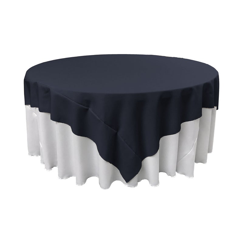 La Linen Polyester Poplin Washable Square Tablecloth  Stain And Wrinkle Resistant Table Cover 90X90  Fabric Table Cloth For Dinning  Kitchen  Party  Holiday 90 By 90-Inch  Navy - Image 2