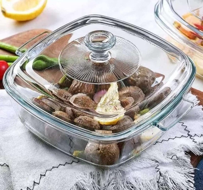 ROSEFINCH 1000 ml Glass Casserole Dish with Lid Oven Safe Square Casserole Dish with HandlesMicrowave Bowl Serving Bowl Square Bowl With Glass Lid Casserole Cookware Transparent Pack of 1 - Image 4