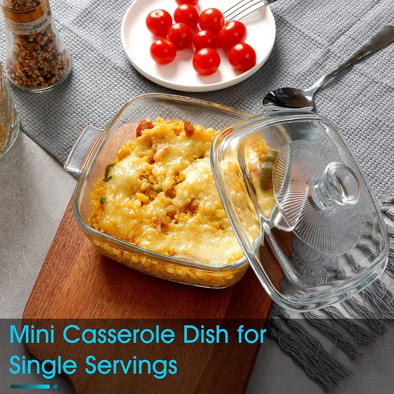ROSEFINCH 1000 ml Glass Casserole Dish with Lid Oven Safe Square Casserole Dish with HandlesMicrowave Bowl Serving Bowl Square Bowl With Glass Lid Casserole Cookware Transparent Pack of 1 - Image 5
