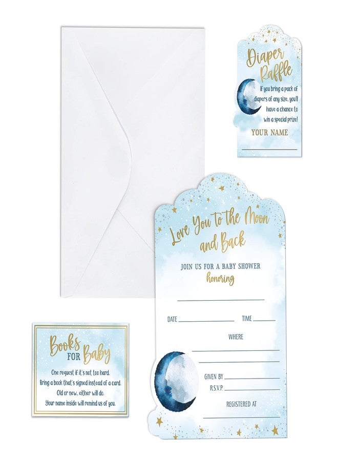 Lillian Rose"Love You to The Moon and Back" Baby Shower Invitation Set,Blue,24BS620 in - Image 2