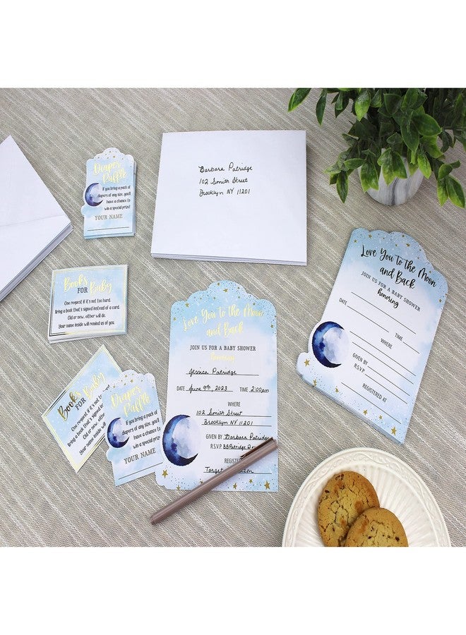 Lillian Rose"Love You to The Moon and Back" Baby Shower Invitation Set,Blue,24BS620 in - Image 3