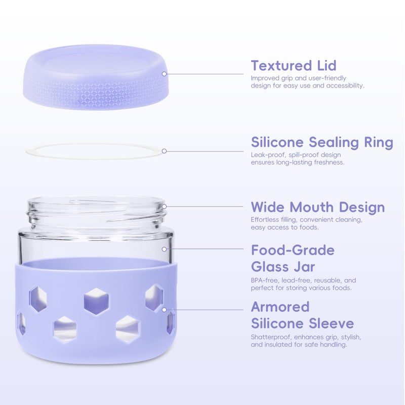 Gemice 6-Pack 10oz Glass Mason Jars with Silicone Sleeves, Airtight BPA-Free Overnight Oats Containers with Lids, Dishwasher Safe Leak-Proof Meal Prep Jars for Chia Pudding, Yogurt, Snacks - Image 4