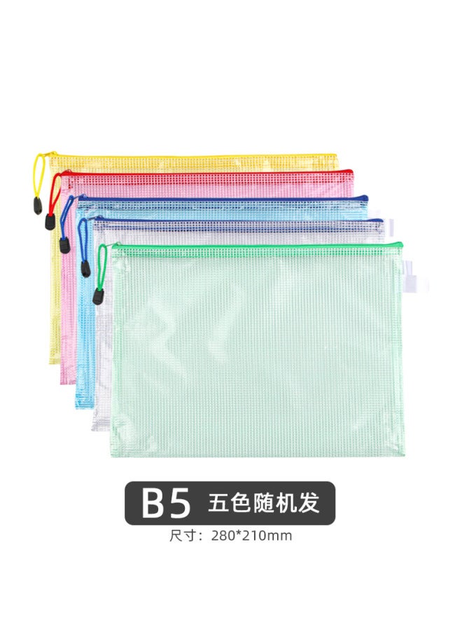 Transparent File Bag A4 Office Supplies Mesh Zipper Bag Stationery Pvc Waterproof Satchel Test Paper Information Bag