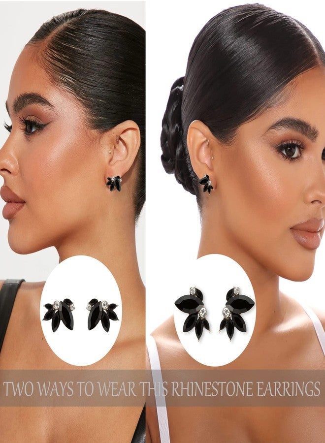 Spiritlele Rhinestone Stud Earrings Vintage Fancy Cluster Earrings Lightweight Colorful Crystal Ear Wrap Earrings for Women Brides Wedding Prom, Rhinestone, Rhinestone - Image 4