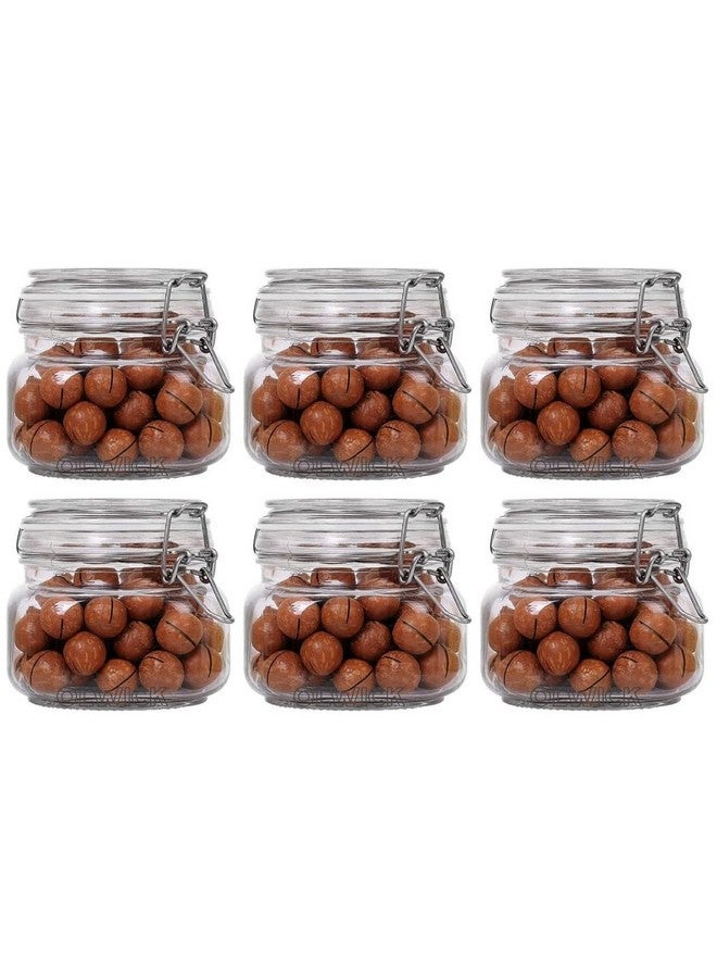 OLWICK أواني تخزين زجاجية محكمة الإغلاق OLWICK® 6 قطع مع غطاء مشبك فولاذي وختم سيليكون/جرار زجاجية/أواني تخزين المطبخ/جرة بسكويت (مربعة، 500 مل) - Image 1