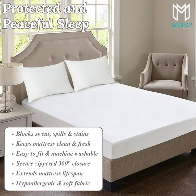 MUSA MUSA Premium Mattress Encasement - 100% Waterproof Bed Bug & Dust Mite Proof Protector (King, White) - Image 5
