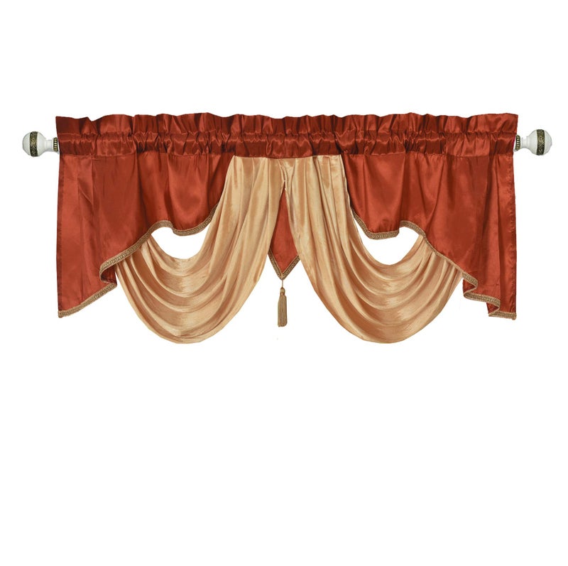 GOHD Golden Ocean Home Decor GOHD Golden Ocean Home Decor Valarie Fancy Window Valance 54 x 18 inches Taffeta Fabric with Soft Satin Swag Add Some Royal luxruy Accent to Your Home Rust