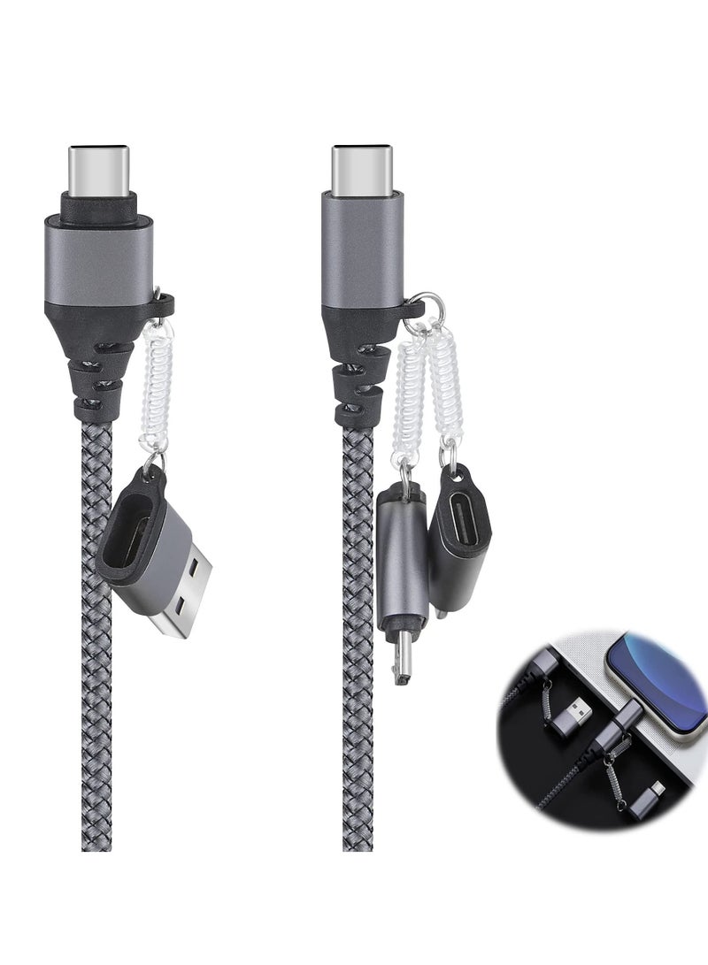 Fast Charging Cable, USB C PD 60W 3A Data Sync Nylon Braided Cord USB A/C to Type C/Micro/for iPhone Adapter, QC Charging Cable for iPhone Laptop Tablet Phone Galaxy Huawei HTC LG - Image 1