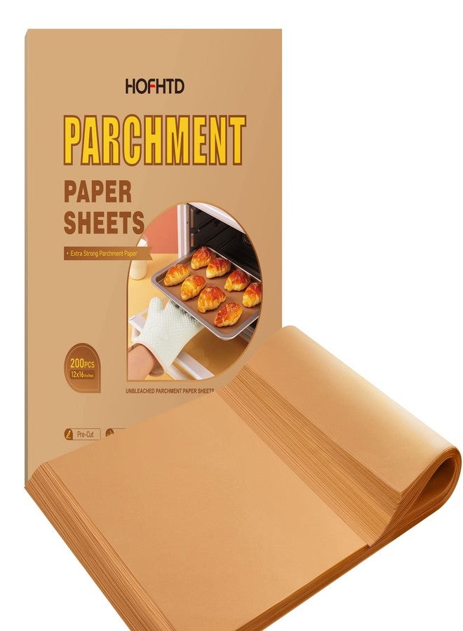 HOFHTD 200 Pcs Parchment Paper Sheets, 12 x 16 Inches Air Fryer Disposable Paper Liners, Non-Stick Precut Parchment Paper for Baking, HOFHTD Unbleached Baking Papers for Cooking, Grilling, Roasting, Steaming - Image 1