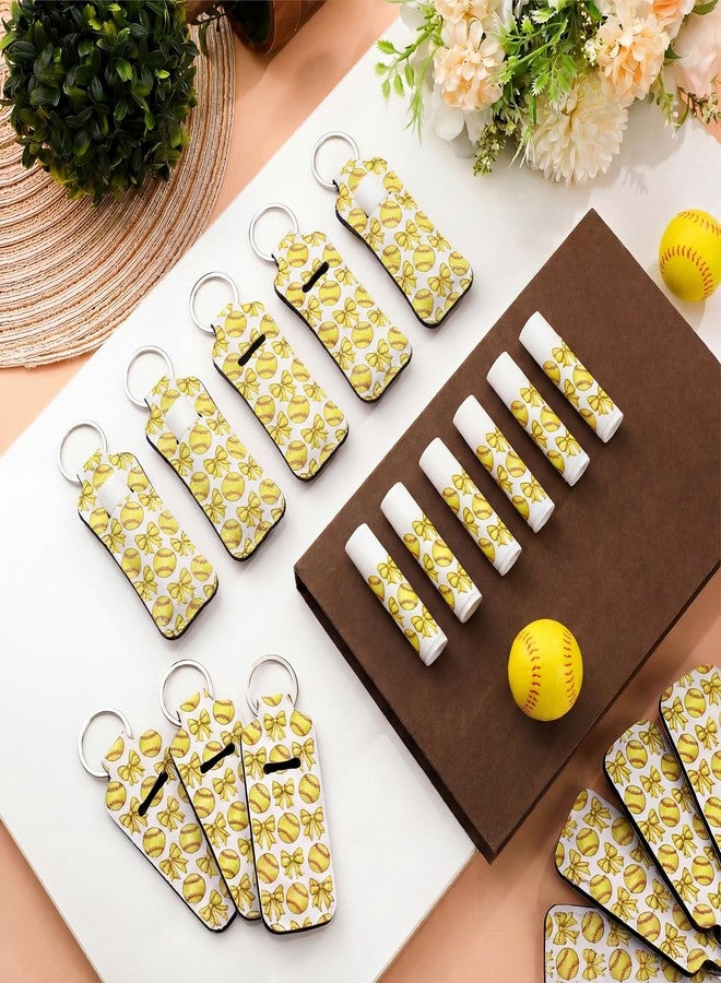 Swiffen 18 Sets Softball Bow Party Favors Lip Balm and Holder Keychain Bulk Softball Senior Night Party Supplies Goodie Bags Stuffers Sport Team Gifts Accessories for Sports Lovers Players Coach Guest - Image 2
