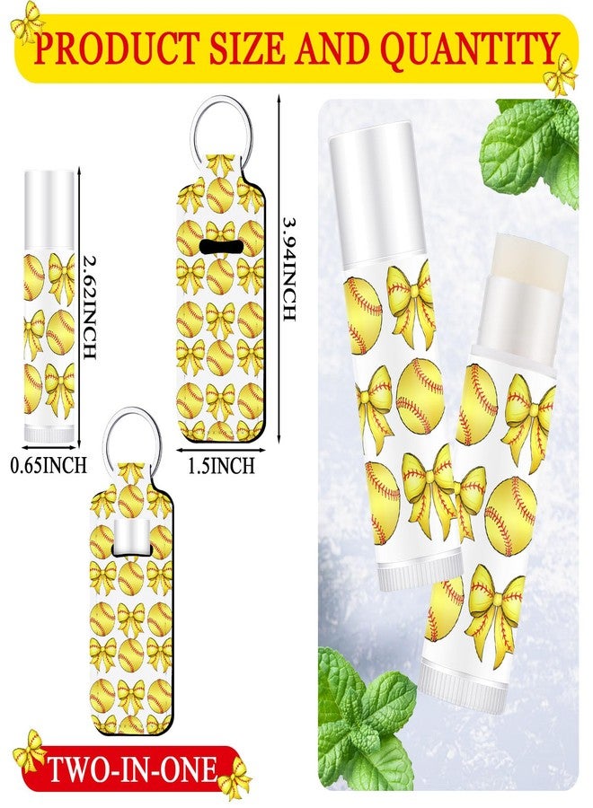 Swiffen 18 Sets Softball Bow Party Favors Lip Balm and Holder Keychain Bulk Softball Senior Night Party Supplies Goodie Bags Stuffers Sport Team Gifts Accessories for Sports Lovers Players Coach Guest - Image 3