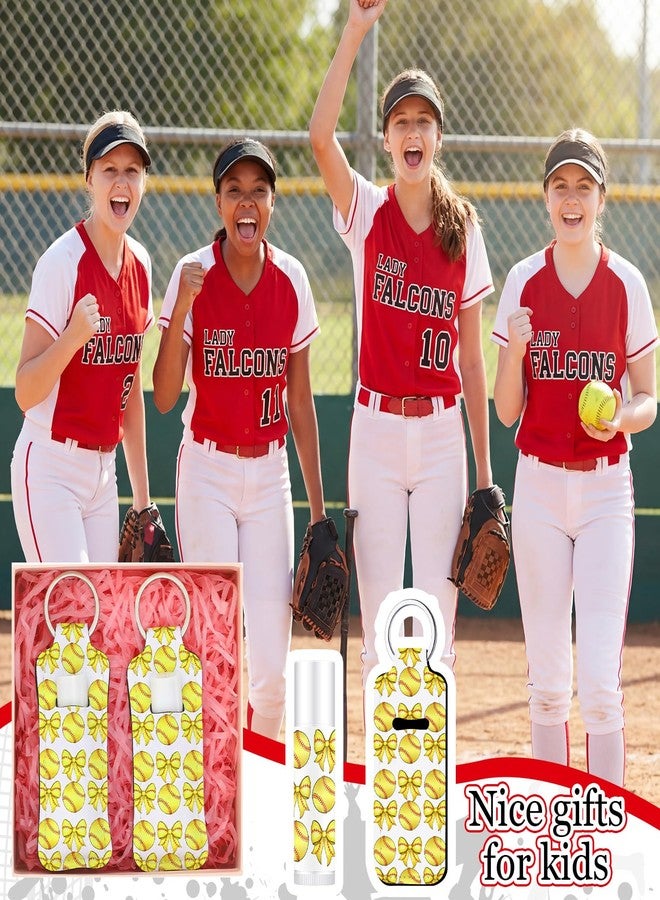 Swiffen 18 Sets Softball Bow Party Favors Lip Balm and Holder Keychain Bulk Softball Senior Night Party Supplies Goodie Bags Stuffers Sport Team Gifts Accessories for Sports Lovers Players Coach Guest - Image 4