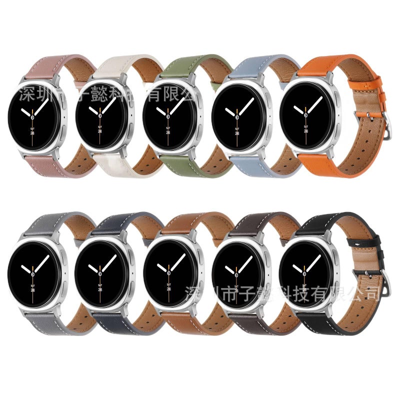 سوار ساعة ذكية سوار جلدي كلاسيكي متوافق مع Samsung Galaxy Watch 8 Classic بملاءمة قابلة للتعديل وحزام بديل باللون أسود قابل للتعديل - Image 2