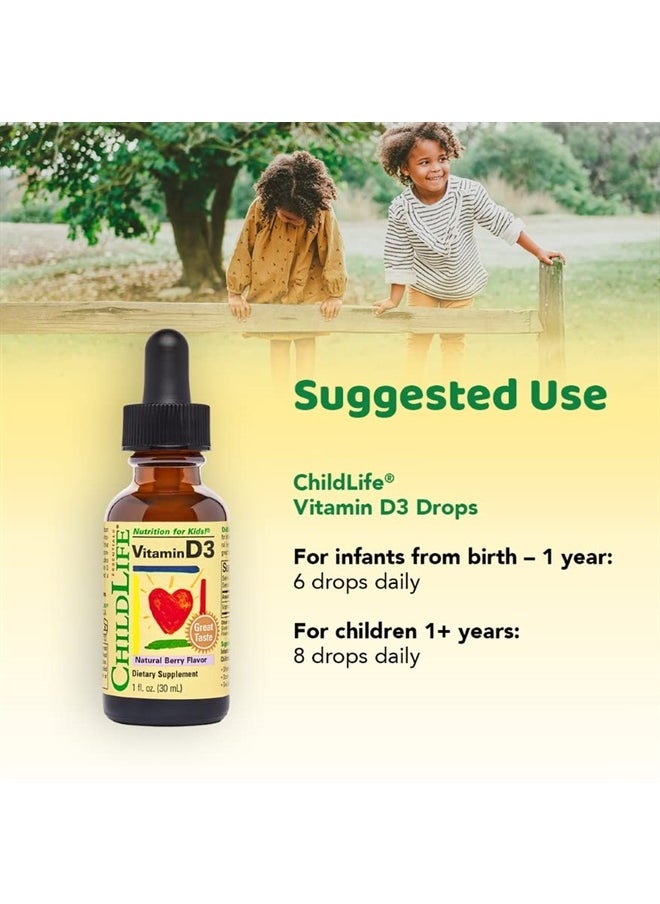 CHILDLIFE ESSENTIALS ChildLife Essentials Vitamin D3 for Infants, Babys, Kids, Toddlers, Children, and Teens, Berry Flavor, Glass Bottle, 1 Fl Oz (Pack of 2)  - Image 4