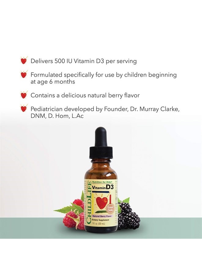 CHILDLIFE ESSENTIALS ChildLife Essentials Vitamin D3 for Infants, Babys, Kids, Toddlers, Children, and Teens, Berry Flavor, Glass Bottle, 1 Fl Oz (Pack of 2)  - Image 3