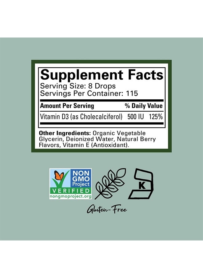CHILDLIFE ESSENTIALS ChildLife Essentials Vitamin D3 for Infants, Babys, Kids, Toddlers, Children, and Teens, Berry Flavor, Glass Bottle, 1 Fl Oz (Pack of 2)  - Image 2