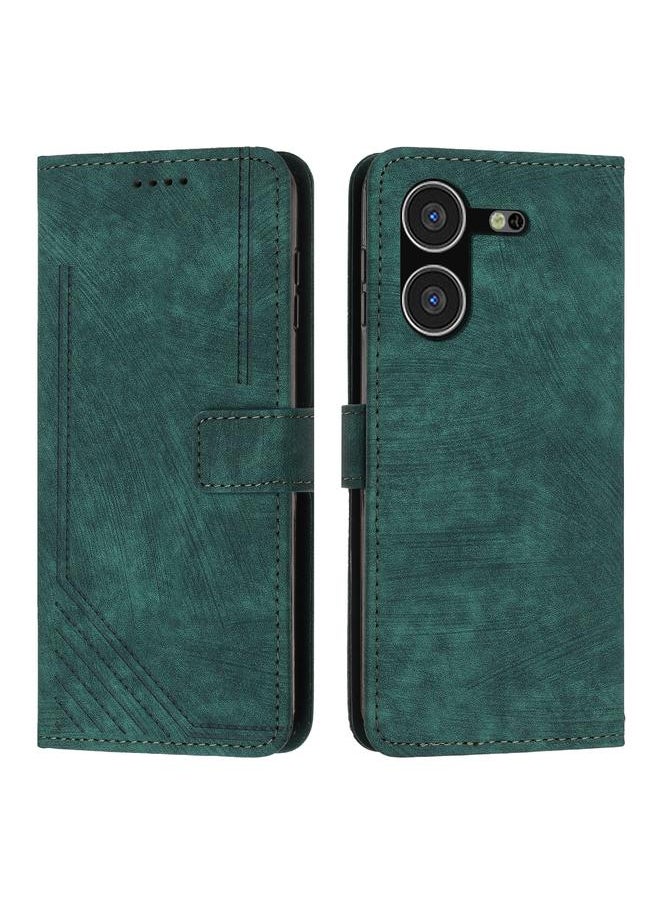 erorex Case For Tecno Pova 5 4G Skin Feel Stripe Pattern Leather Phone Case with Lanyard  - Image 2