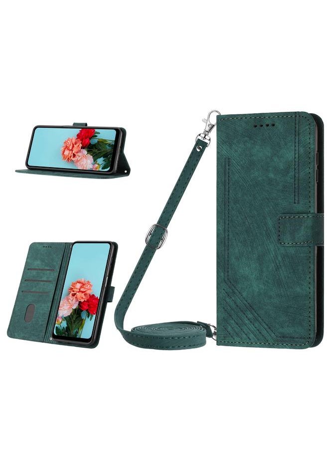 erorex Case For Tecno Pova 5 4G Skin Feel Stripe Pattern Leather Phone Case with Lanyard  - Image 1