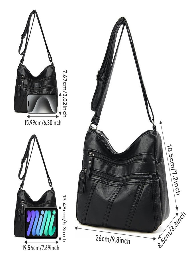 WITERY Crossbody Bag for Women - Soft PU Leather Medium Crossboby Bags Shoulder Handbags with Multi Zipper Pockets, Ladies Purse Lightweight Pocketbooks Hobo Tote for Shopping or Travel - Image 3