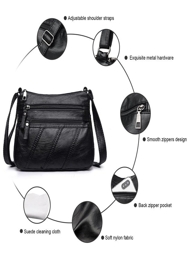 WITERY Crossbody Bag for Women - Soft PU Leather Medium Crossboby Bags Shoulder Handbags with Multi Zipper Pockets, Ladies Purse Lightweight Pocketbooks Hobo Tote for Shopping or Travel - Image 4