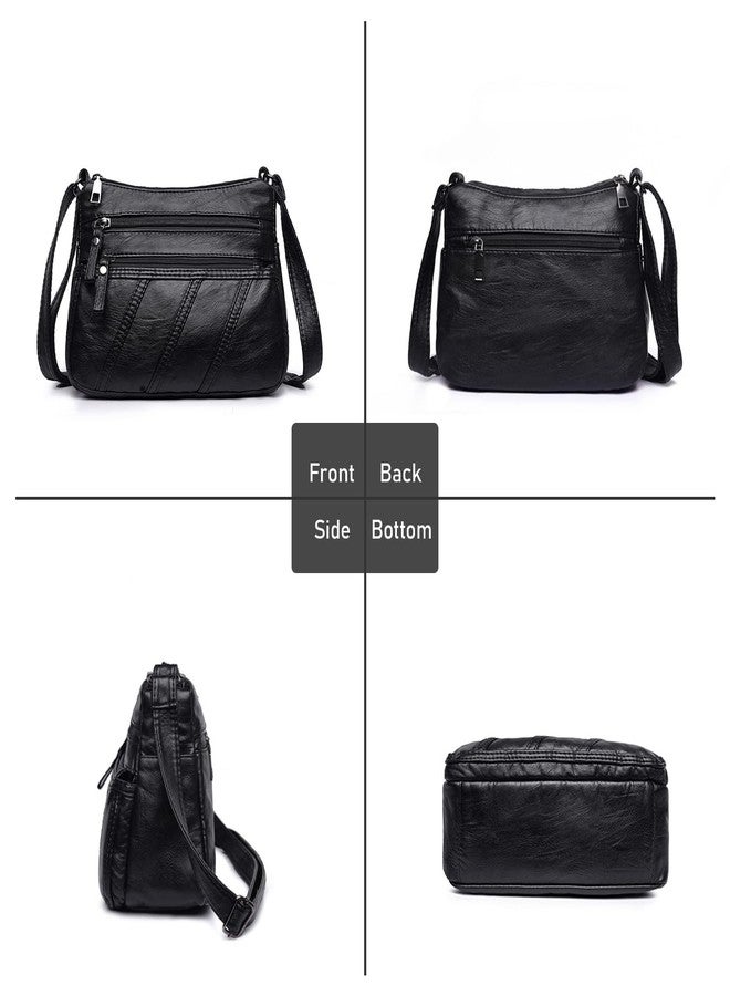 WITERY Crossbody Bag for Women - Soft PU Leather Medium Crossboby Bags Shoulder Handbags with Multi Zipper Pockets, Ladies Purse Lightweight Pocketbooks Hobo Tote for Shopping or Travel - Image 2