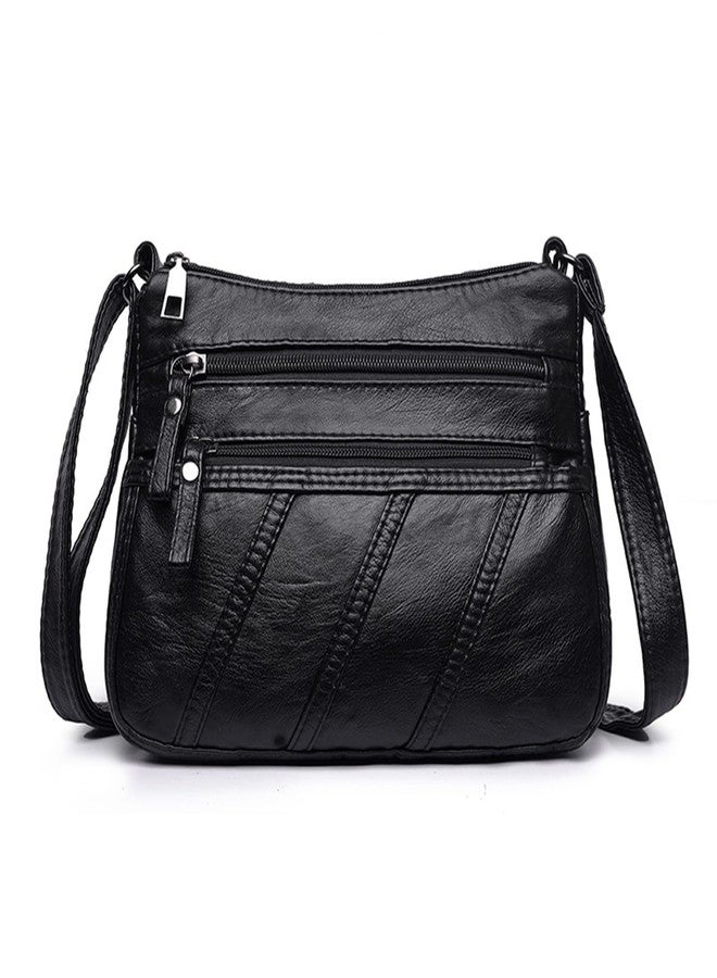 WITERY Crossbody Bag for Women - Soft PU Leather Medium Crossboby Bags Shoulder Handbags with Multi Zipper Pockets, Ladies Purse Lightweight Pocketbooks Hobo Tote for Shopping or Travel - Image 1